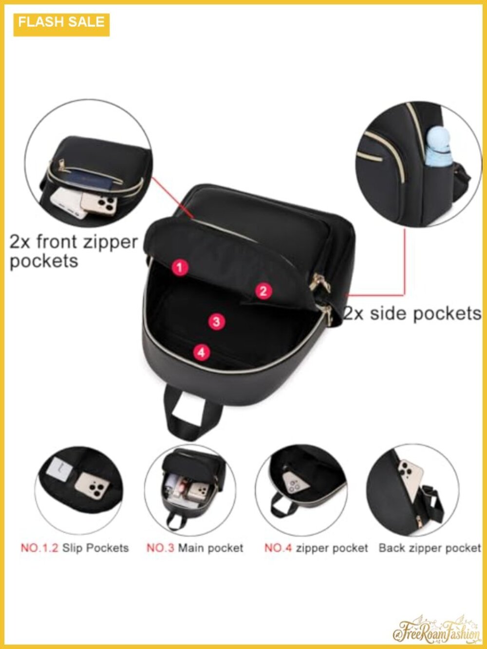PU Leather Mini Backpack Purse for Women Small Fashion Daypack Travel Shoulder - Picture 4 of 5